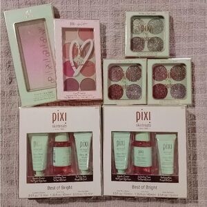 Pixi Glow Tonic and Skincare Trio, Bronzer, & Eyeshadow Palette - Green and Pink